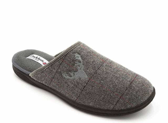 Mens Wide Fit Padders Stag Mule Slippers - Image 9